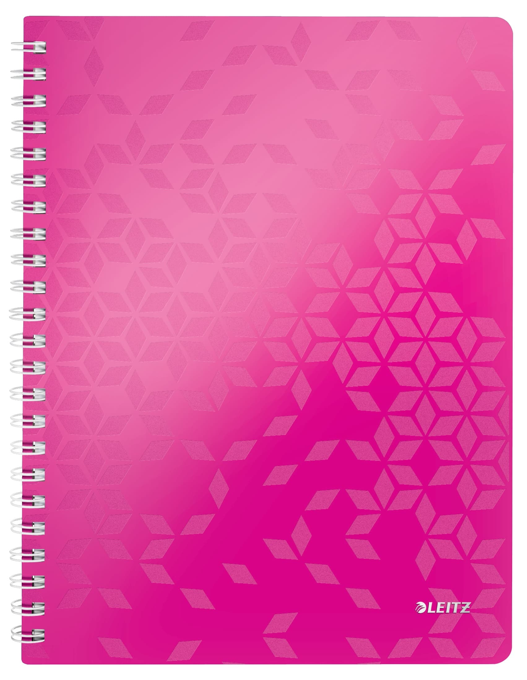 Caiet de birou LEITZ WOW, PP, FSC, reciclabil, A4, 80 coli, cu spira, matematica, roz