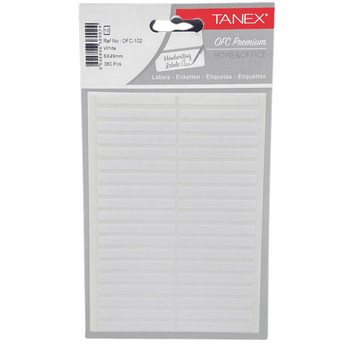 Etichete autoadezive, 6 x 49 mm, 380 buc/set, TANEX, alb