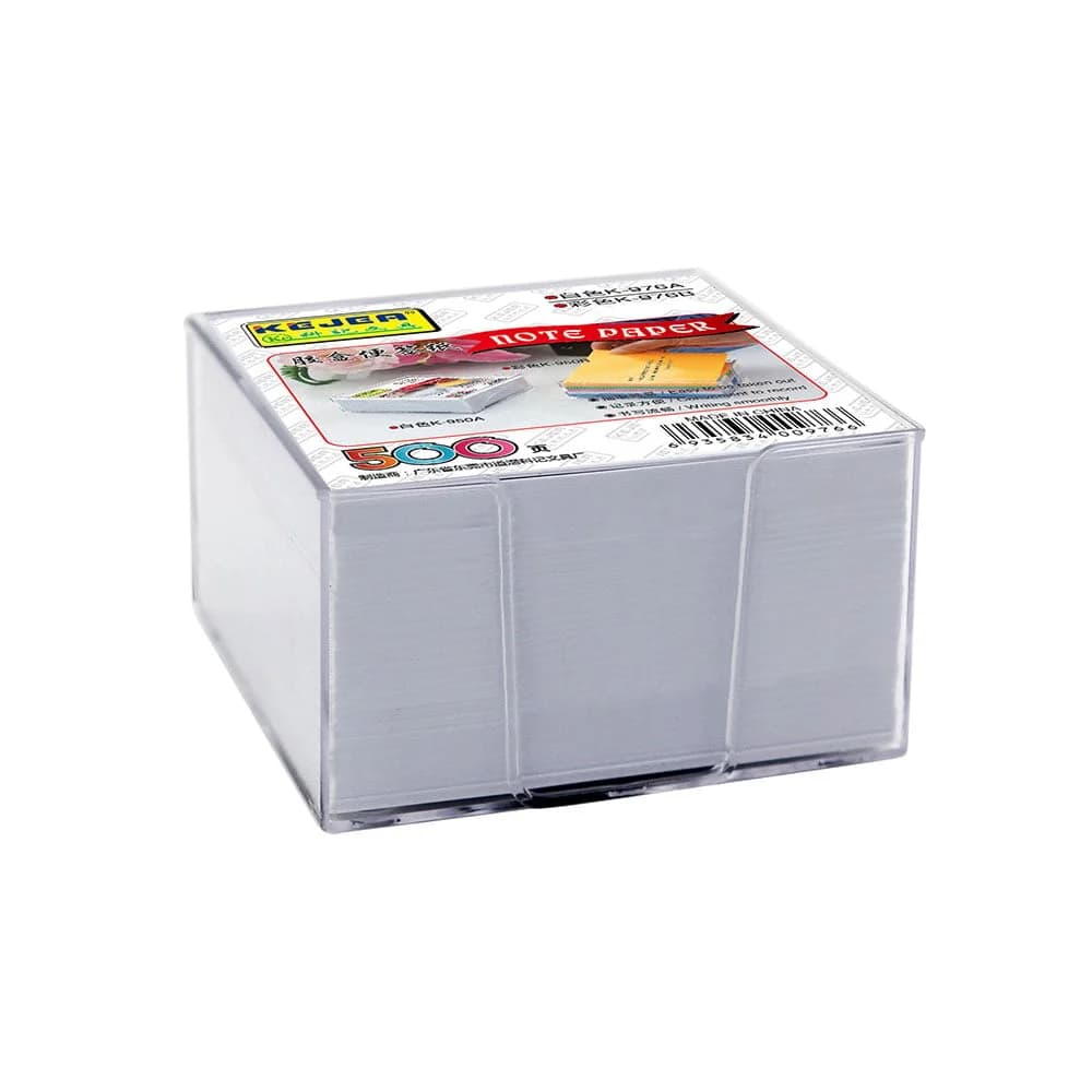 Cub hartie cu suport plastic, 75x75x50mm, KEJEA - hartie culoare alba