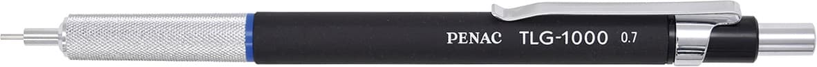 Creion mecanic profesional PENAC TLG - 1000, 0.7mm, grip metalic, varf cilindric fix, negru, blister