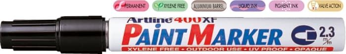 Marker cu vopsea ARTLINE 400XF, corp metalic, varf rotund 2.3mm - negru
