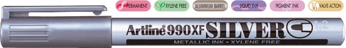 Marker cu vopsea ARTLINE 990XF, corp metalic, varf rotund 1.2mm - argintiu
