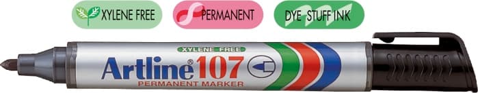 Permanent marker ARTLINE 107, corp plastic, varf rotund 1.5mm - negru