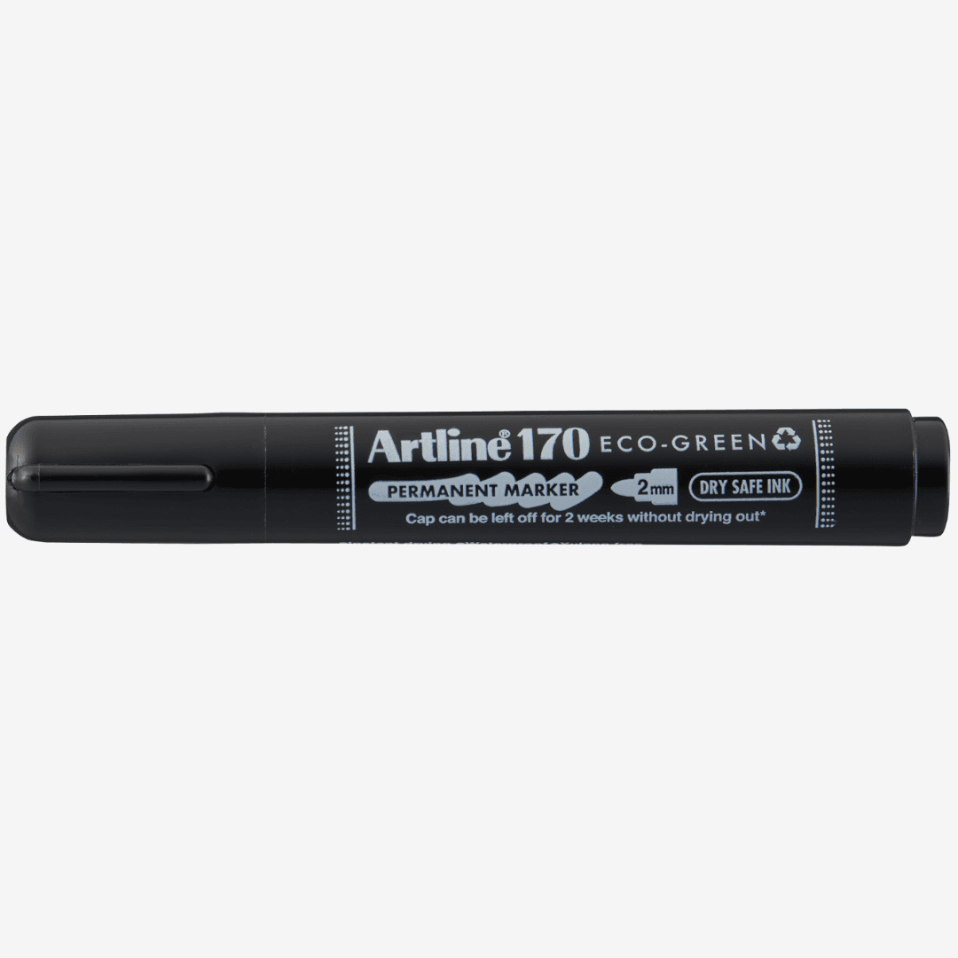 Permanent marker ARTLINE 170 Eco Green - Dry safe 2 weeks, corp plastic, varf rotund 2.0mm - negru