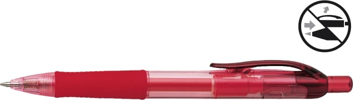 Pix cu gel PENAC FX-7, rubber grip, 0.7mm, corp transparent rosu - scriere rosie