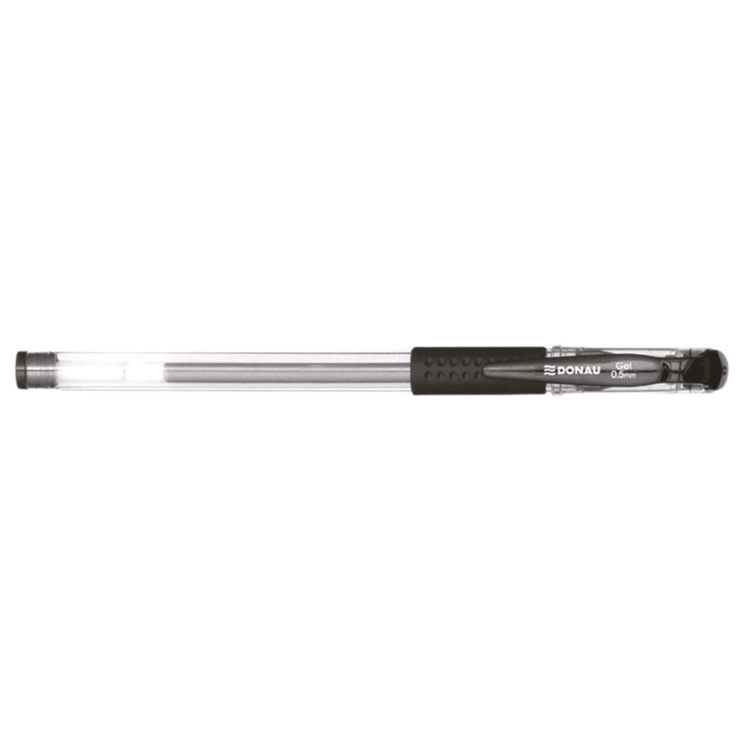 Pix transparent cu gel, rubber grip, 0.5 mm, cerneala rezistenta la apa, DONAU - negru