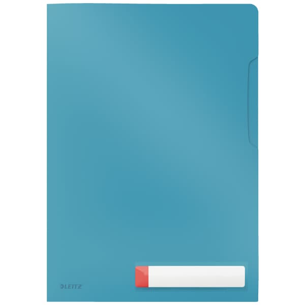 Mapa protectie LEITZ Cosy, deschidere L, PP, A4, 40 coli, cu eticheta, 3 buc/set, albastru celest