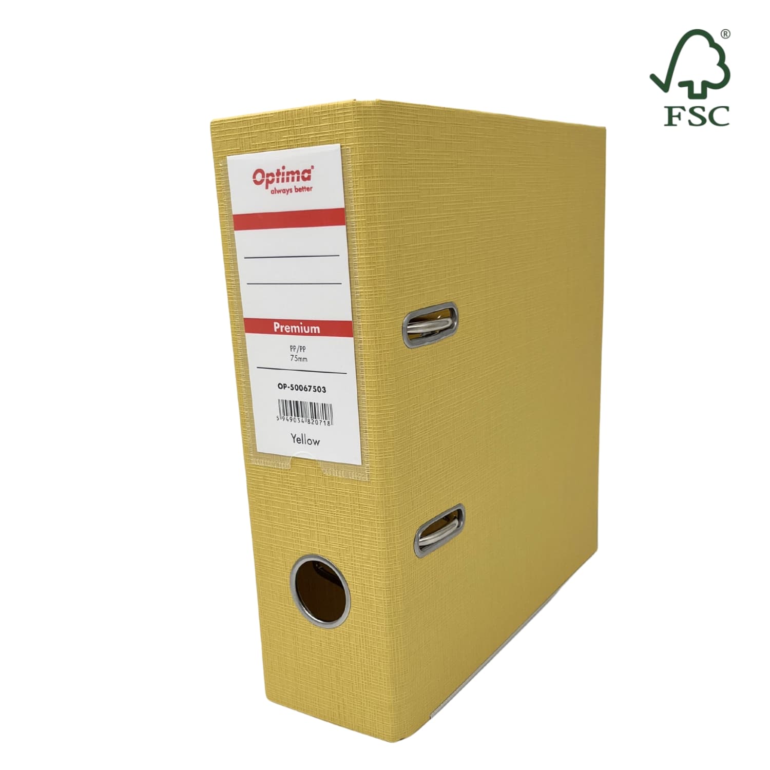 Biblioraft A5, plastifiat PP/PP, 75 mm, Optima Premium - galben