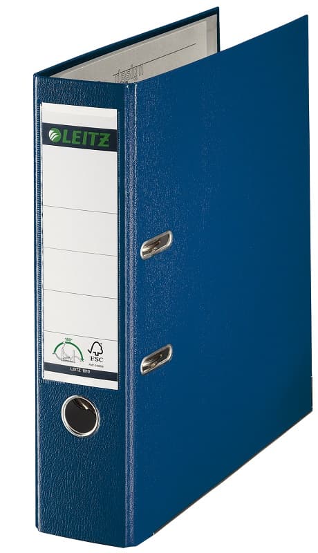 Biblioraft LEITZ 180, PP, partial reciclat, FSC, A4, 80 mm, albastru