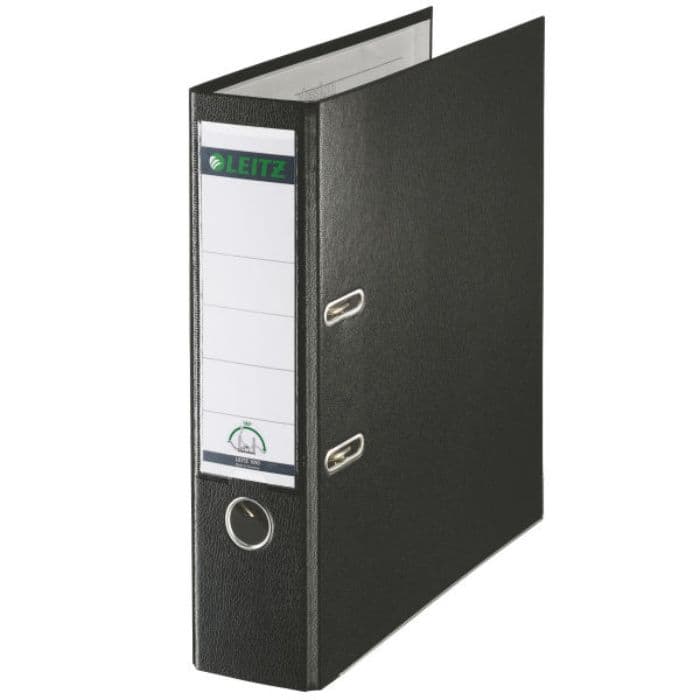 Biblioraft LEITZ 180, PP, partial reciclat, FSC, A4, 80 mm, negru