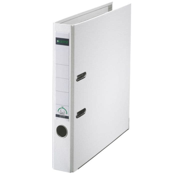 Biblioraft LEITZ 180, PP, partial reciclat, FSC, A4, 52 mm, alb