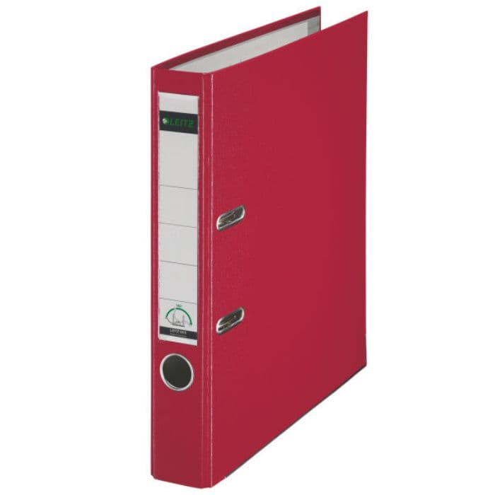 Biblioraft LEITZ 180, PP, partial reciclat, FSC, A4, 52 mm, rosu