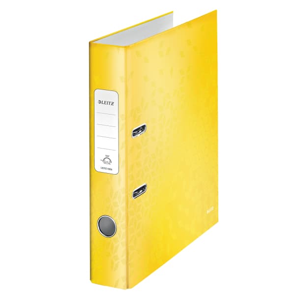 Biblioraft LEITZ 180 WOW, carton laminat, partial reciclat, FSC, A4, 52 mm, galben