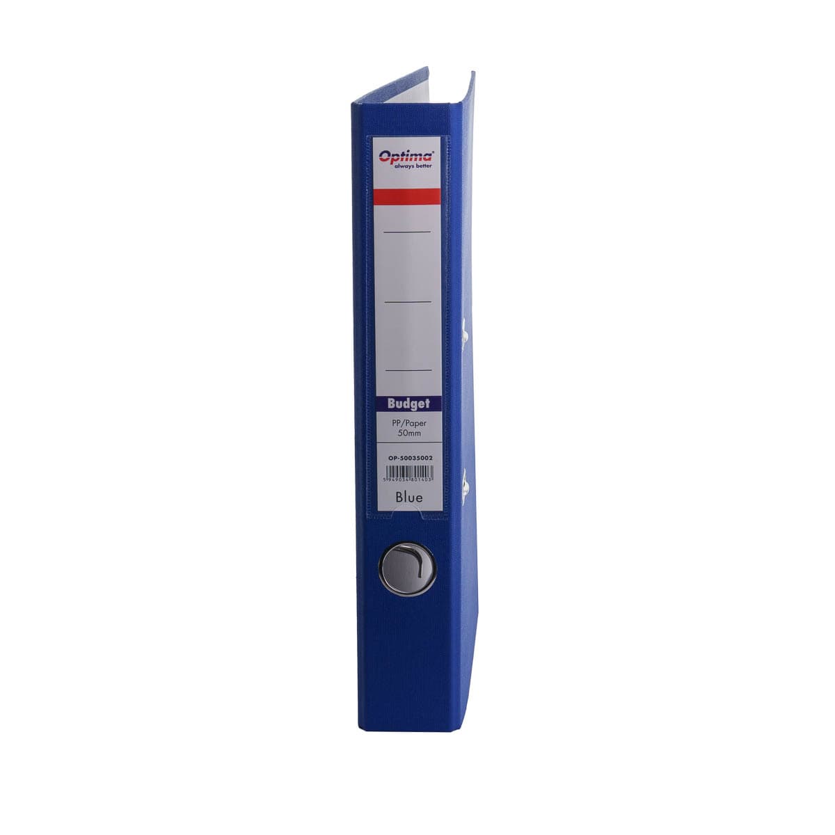 Biblioraft A4, plastifiat PP/paper, margine metalica, 50 mm, Optima Budget - albastru