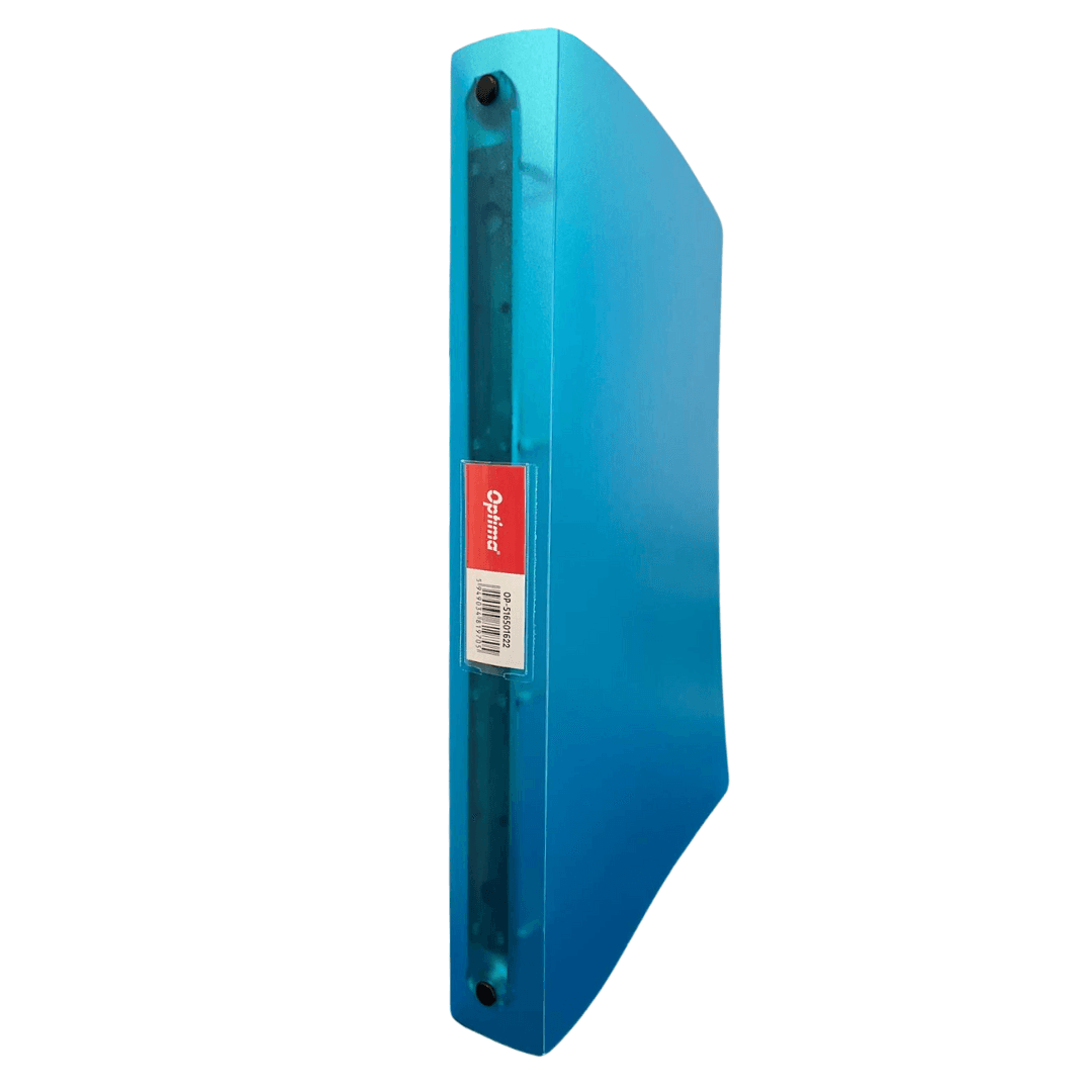 Caiet mecanic A4, 4 inele - D16mm, coperti flexibile PP, Optima Flex - albastru transparent