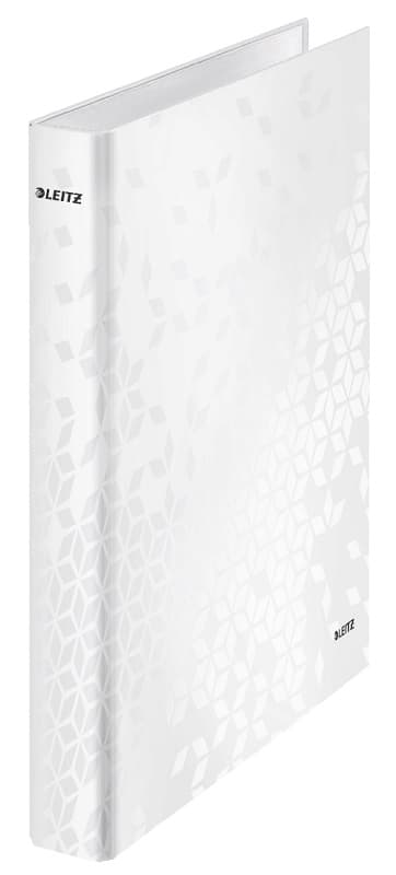 Caiet mecanic LEITZ WOW, carton laminat, partial reciclat, FSC, A4, mecanism 4DR, inel 25mm, alb