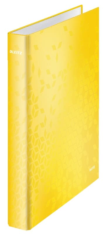 Caiet mecanic LEITZ WOW, carton laminat, partial reciclat, FSC, A4, mecanism 4DR, inel 25mm, galben
