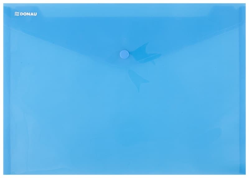 Mapa PP protectie documente A4 landscape, inchidere cu capsa, 12/set, DONAU - albastru transparent
