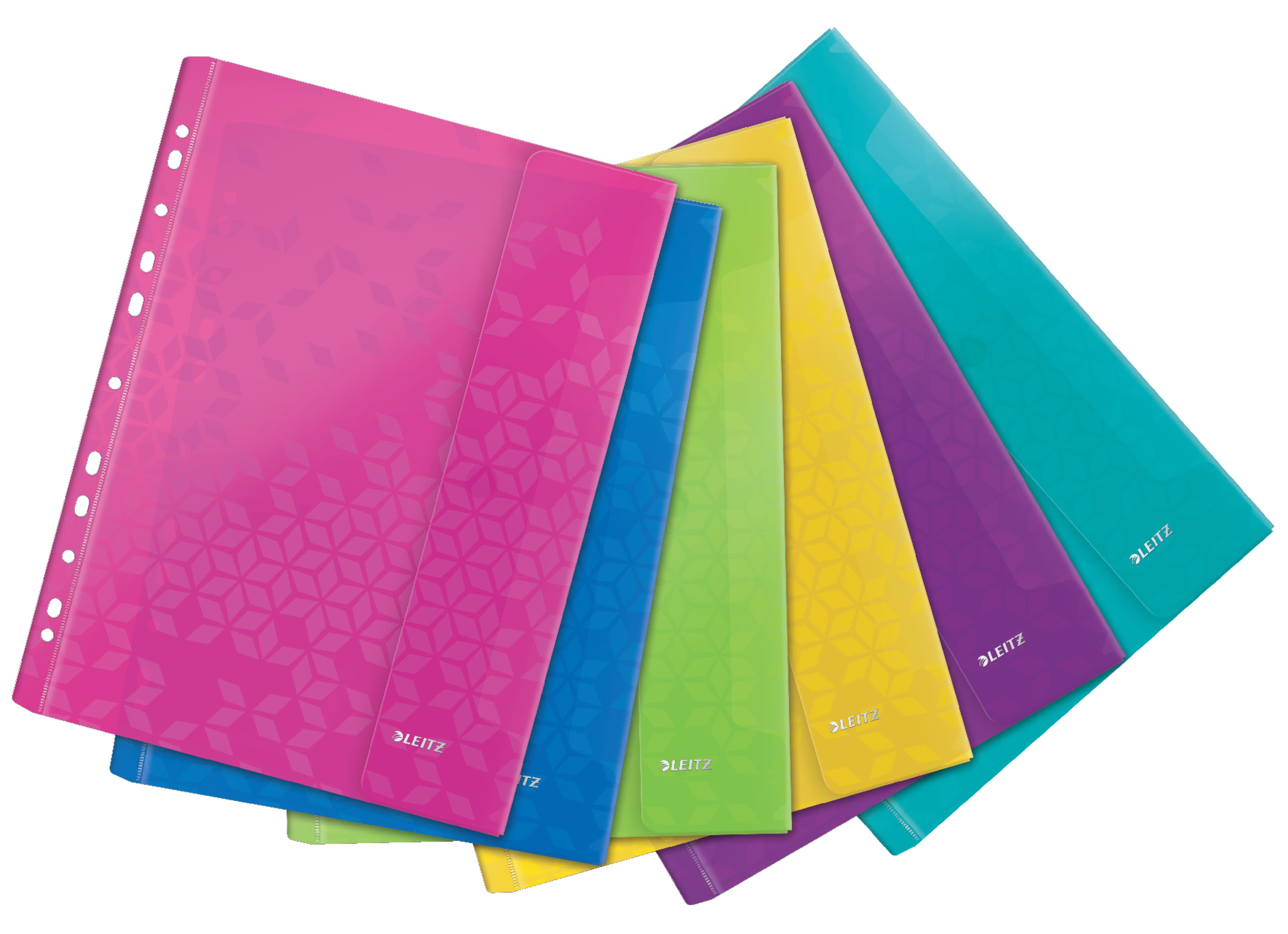 Folie protectie LEITZ WOW, cu arici, PP, A4, 40 coli, 6 buc/set, diverse culori