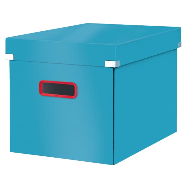 Cutie depozitare LEITZ Cosy Click & Store, carton laminat, pliabila, capac, maner, 32x31x36cm, albas