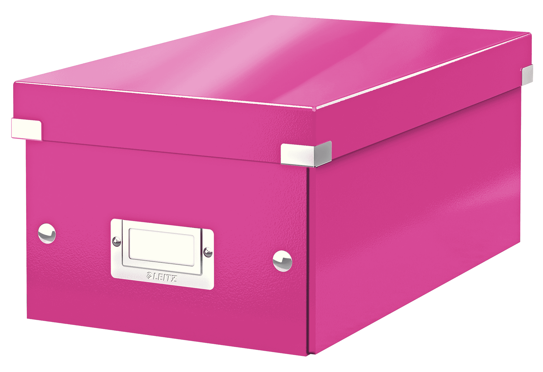 Cutie depozitare LEITZ WOW Click & Store, carton laminat, pliabila, cu capac, 20x14x35 cm, roz