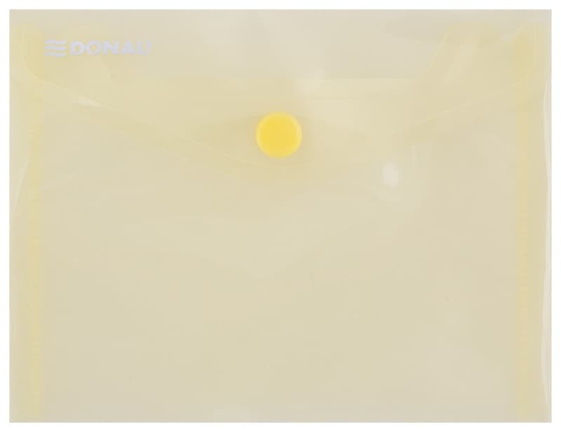 Mapa PP protectie documente A6 landscape, inchidere cu capsa, 10/set, DONAU - galben transparent