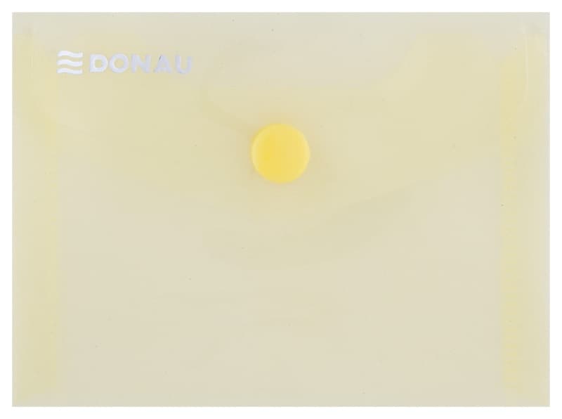 Mapa PP protectie documente A7 landscape, inchidere cu capsa, 10/set, DONAU - galben transparent