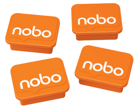 Magneti pentru table NOBO, 18x22 mm, sustin 4 coli, 4 buc/set, portocaliu