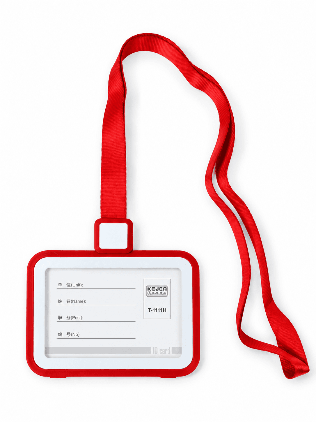 Buzunar PP pentru ID carduri cu lanyard, orizontal,85mmx54mm, 5 buc/set- rosu