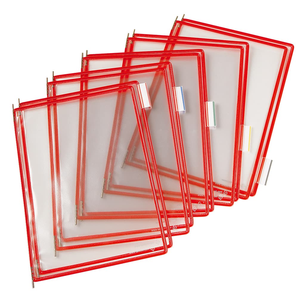 Buzunare prezentare pentru display, A4, (10 buc/set), rama metalica, DJOIS - rosu