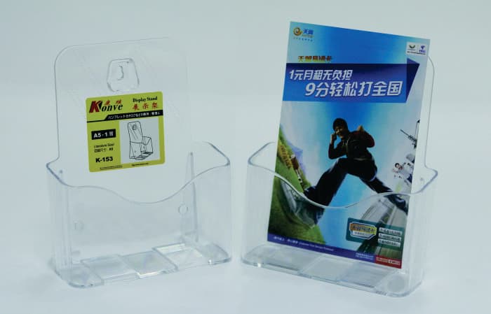 Display plastic pentru brosuri, de birou/perete, 1 x A5, KEJEA - transparent