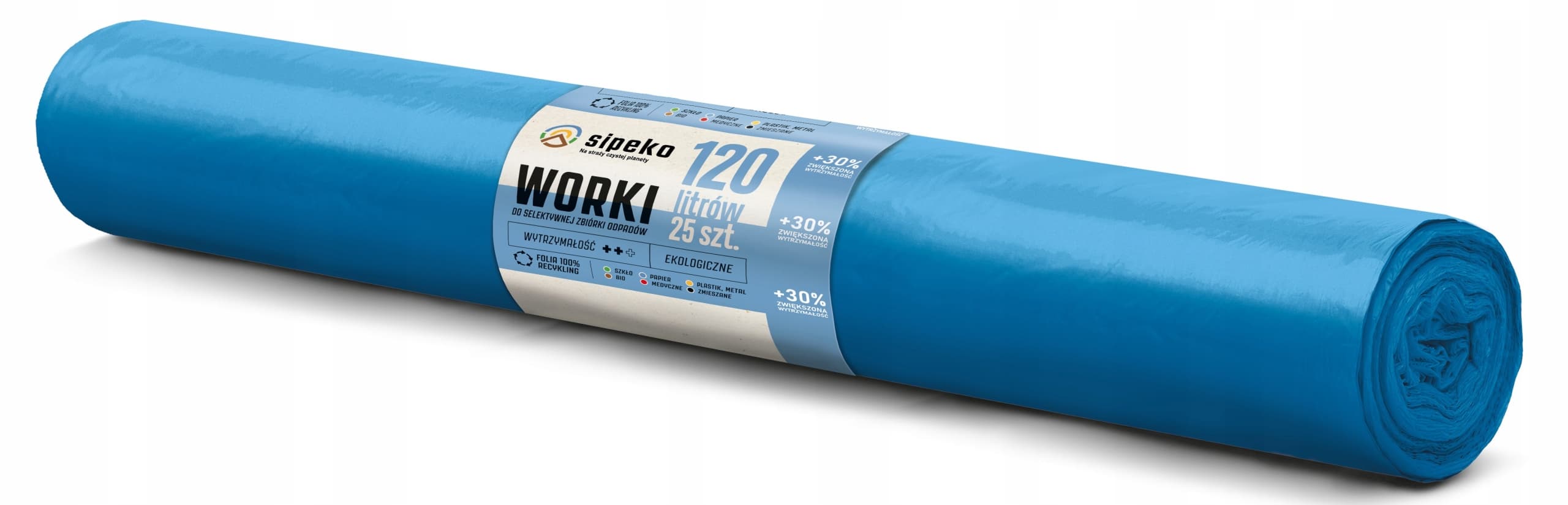 Saci menajeri super rezistenti LDPE, 120L, 70 x 110cm, 34 microni, 25buc/rola, Sipeko - albastri