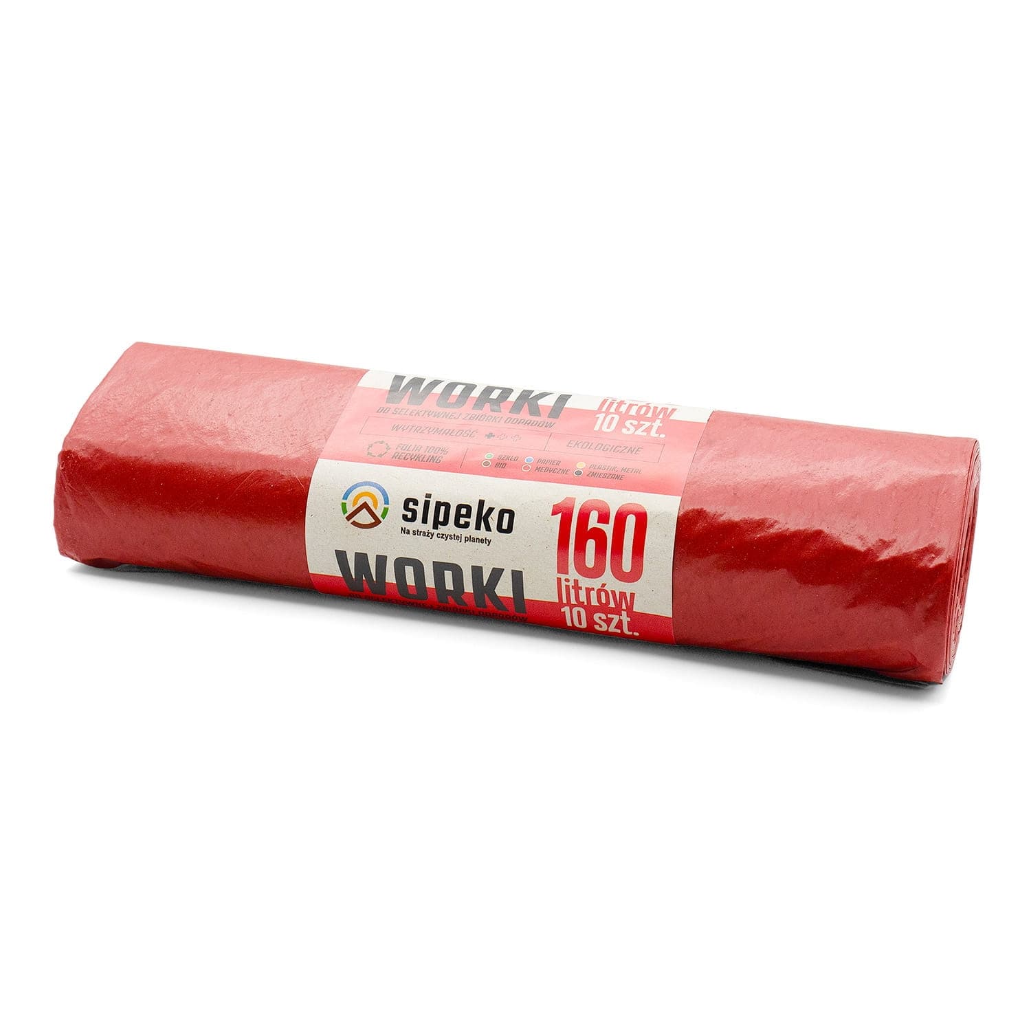 Saci menajeri super rezistenti LDPE, 160L, 90 x 110cm, 28 microni, 10buc/rola, Sipeko - rosii